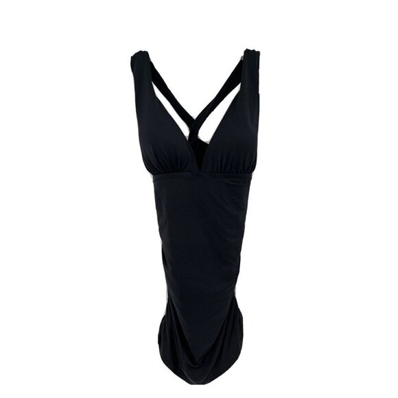 Ralph Lauren Plus Black Tummy Control Halter One Piece Swimdress 18W Slimming - Picture 1 of 10